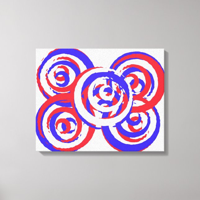 Impressão Em Tela Legal Branco Vermelho E Abstrato Patriótico Azul (Frente)