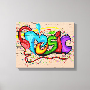 Impressão Em Tela Legal Grafite musical colorido