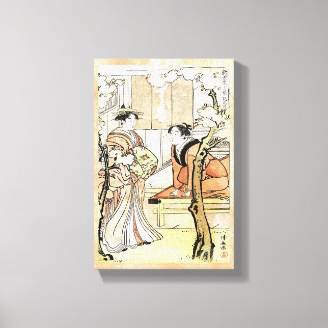 Impressão Em Tela Legal japeso ukiyo-e 2 geisha scroll (Frente)