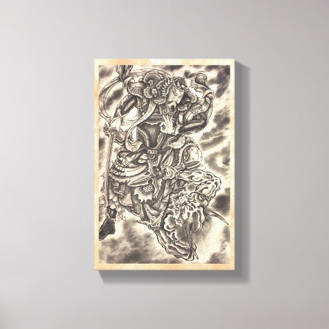 Impressão Em Tela Legal luta clássica contra o demônio japeso samura (Frente)