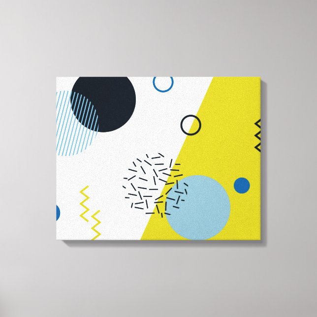 Impressão Em Tela Legal, moderno, geométrico azul verde Memphis (Frente)