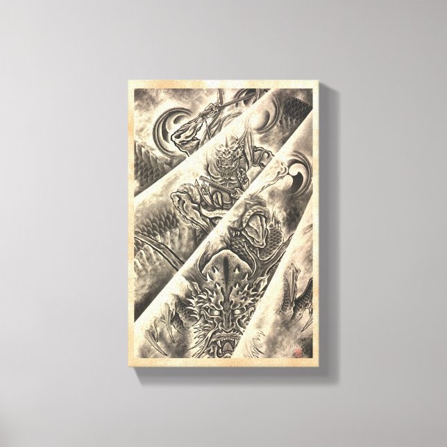 Impressão Em Tela Legal tatuagem clássica de tinta digital de demôni (Frente)