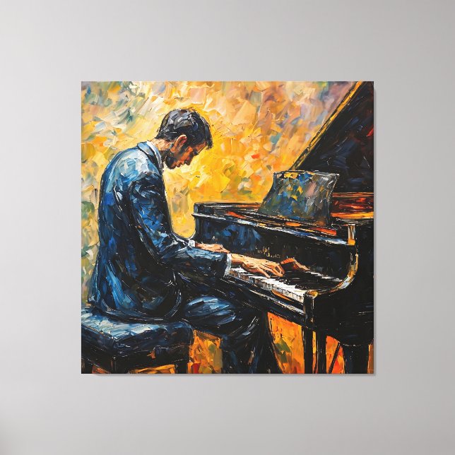 Impressão Em Tela Leitor de Piano - Pintura de Óleo (Frente)