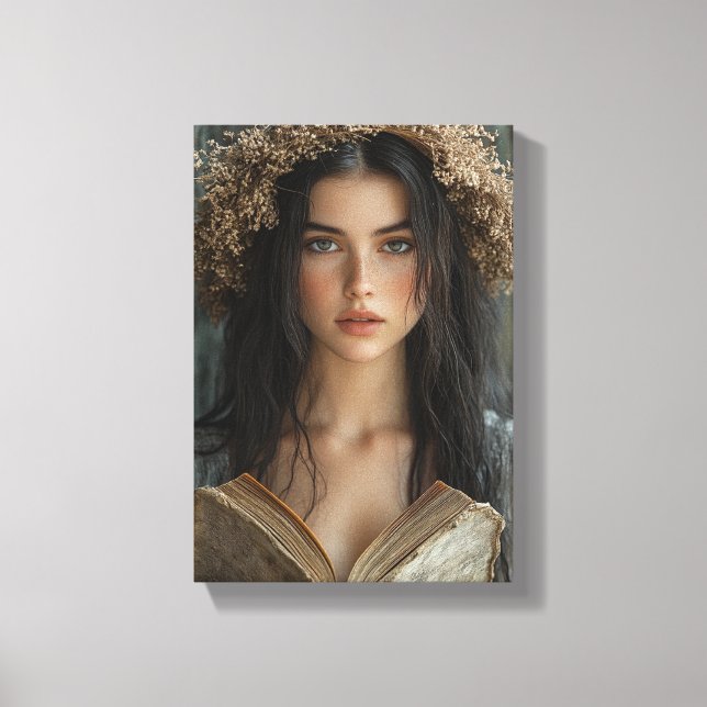 Impressão Em Tela Leitor Whimsical com Coroa Floral (Frente)