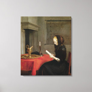 Impressão Em Tela Leitura da mulher, c.1662