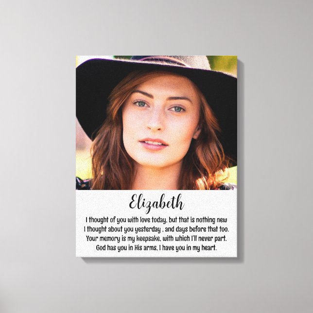 Impressão Em Tela Lembrança Poem Keepsasaem Foto Memorial (Frente)