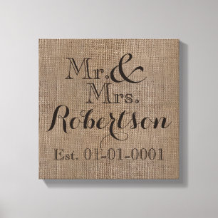 Impressão Em Tela Lembrança rústica personalizada do casamento do