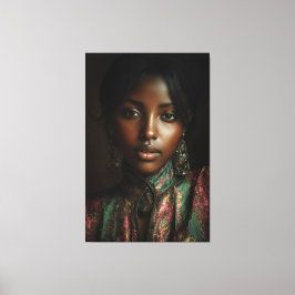 Impressão Em Tela Lenço de Cabeça com Retrato de Melanina Brilho Dou
