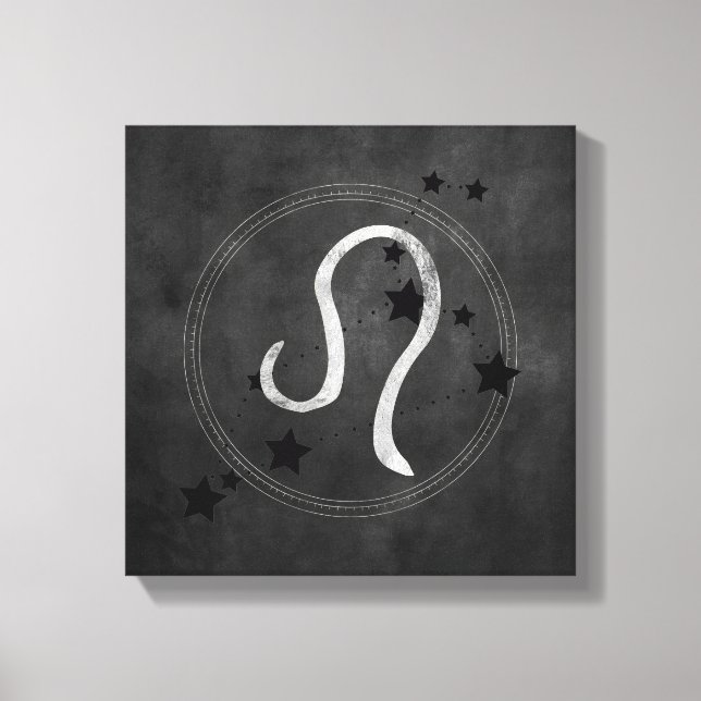 Impressão Em Tela Leo, o zodiac da constelação de leão preto e prate (Frente)