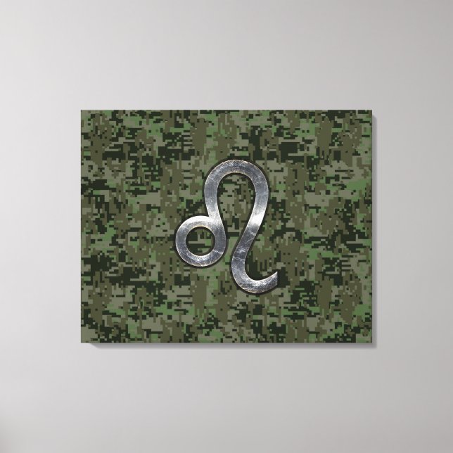 Impressão Em Tela Leo Zodiac - Sinal sobre a Camuflagem Digital Verd (Frente)