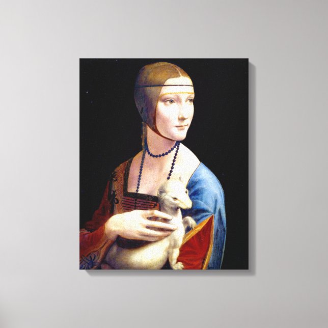 Impressão Em Tela Leonardo da Vinci Lady com um Ermine (Frente)