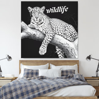 Impressão Em Tela Leopardo da Meia-Noite, Ilustração da Vida Selvage