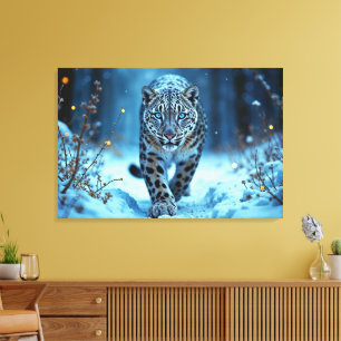 Impressão Em Tela Leopardo-da-neve, predador majestoso de olhos azui