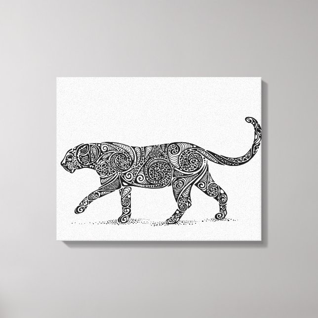 Impressão Em Tela Leopardo Design preto e branco (Frente)