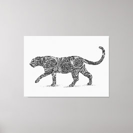 Impressão Em Tela Leopardo Design preto e branco