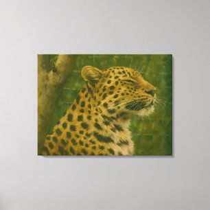 Impressão Em Tela Leopardo em repouso na configuração de santuário