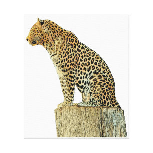 Impressão Em Tela Leopardo que senta-se em um registro