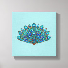 Leque de Pena de Pavão Azul Largo