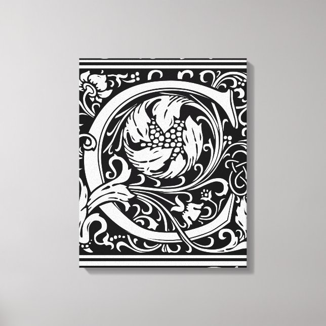 Impressão Em Tela Letra C Monograma Medieval Art Nouveau (Frente)