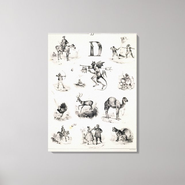 Impressão Em Tela Letra D de uma cartilha alfabética, 1832 (Frente)