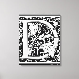 Impressão Em Tela Letra D Monograma Medieval Arte Nova