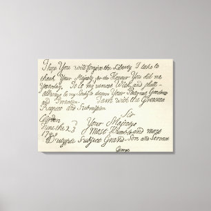 Impressão Em Tela Letra de George III a seu avô
