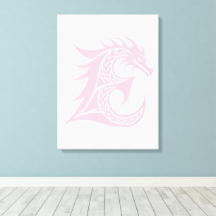 Impressão Em Tela Letra E Estilizada com Dragão, Alfabeto de Dragão,