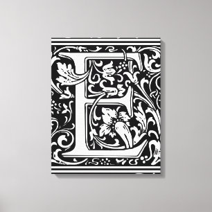 Impressão Em Tela Letra E Monograma Medieval Arte Nova