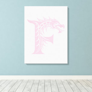 Impressão Em Tela Letra F Estilizada com Dragão, Alfabeto de Dragão,