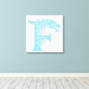 Impressão Em Tela Letra F Estilizada com Dragão, Alfabeto de Dragão,