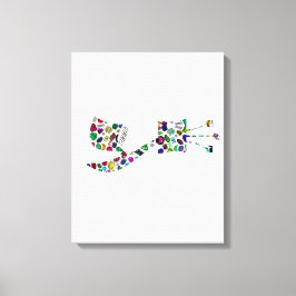 Impressão Em Tela Letra hebraica GIMMEL feita com pedras magnéticas