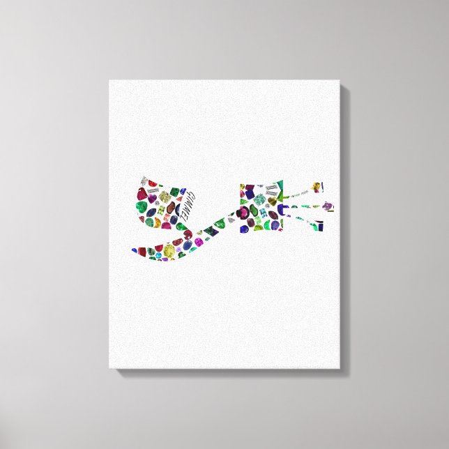 Impressão Em Tela Letra hebraica GIMMEL feita com pedras magnéticas (Frente)