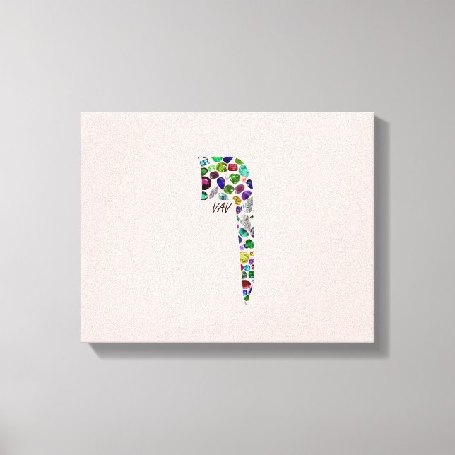 Impressão Em Tela Letra hebraica VAV feita com pedras magnéticas (Frente)