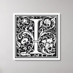Impressão Em Tela Letra I Monograma Medieval Art Nouveau
