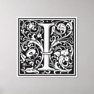 Impressão Em Tela Letra I Monograma Medieval Arte Nova