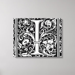 Impressão Em Tela Letra I Monograma Medieval Arte Nova