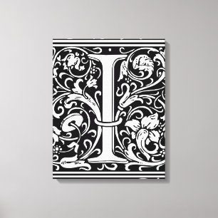 Impressão Em Tela Letra I Monograma Medieval Arte Nova