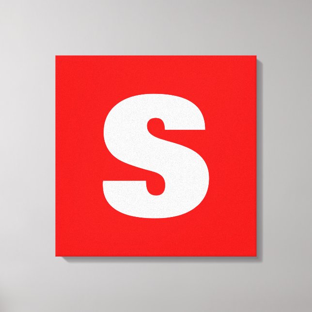 Impressão Em Tela Letra inicial Monograma Estilo moderno Branco verm (Frente)