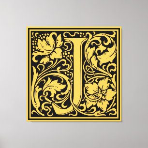 Impressão Em Tela Letra J Monograma Medieval Arte Nova