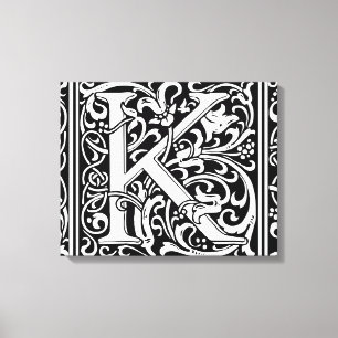 Impressão Em Tela Letra K Monograma Medieval Arte Nova