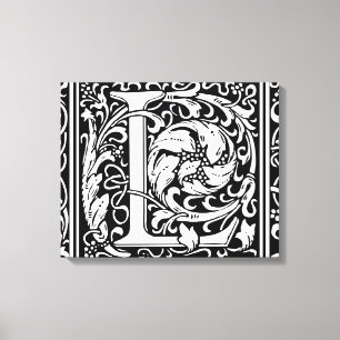 Impressão Em Tela Letra L Monograma Medieval Arte Nova