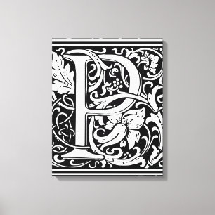 Impressão Em Tela Letra P Monograma Medieval Arte Nova