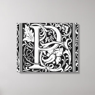 Impressão Em Tela Letra P Monograma Medieval Arte Nova