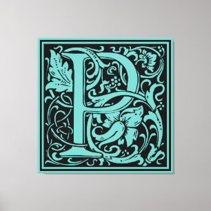 Impressão Em Tela Letra P Monograma Medieval Arte Nova