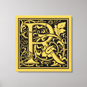 Impressão Em Tela Letra R Monograma Medieval Arte Nova