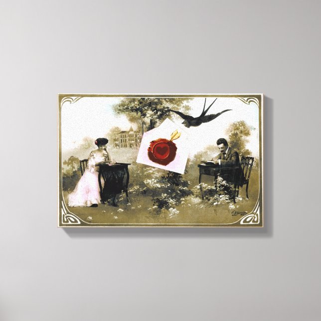 IMPRESSÃO EM TELA LETRA ROMÂNTICA DO NAMORADOS, SELO DE CERVEJA VERM (Frente)