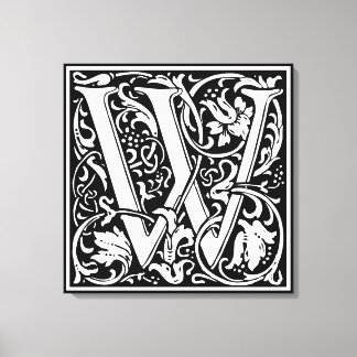 Impressão Em Tela Letra W Monograma Medieval Arte Nova