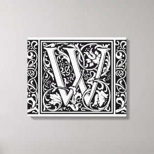 Impressão Em Tela Letra W Monograma Medieval Arte Nova