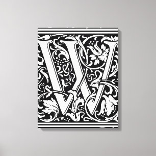 Impressão Em Tela Letra W Monograma Medieval Arte Nova