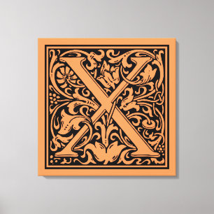 Impressão Em Tela Letra X Monograma Medieval Arte Nova
